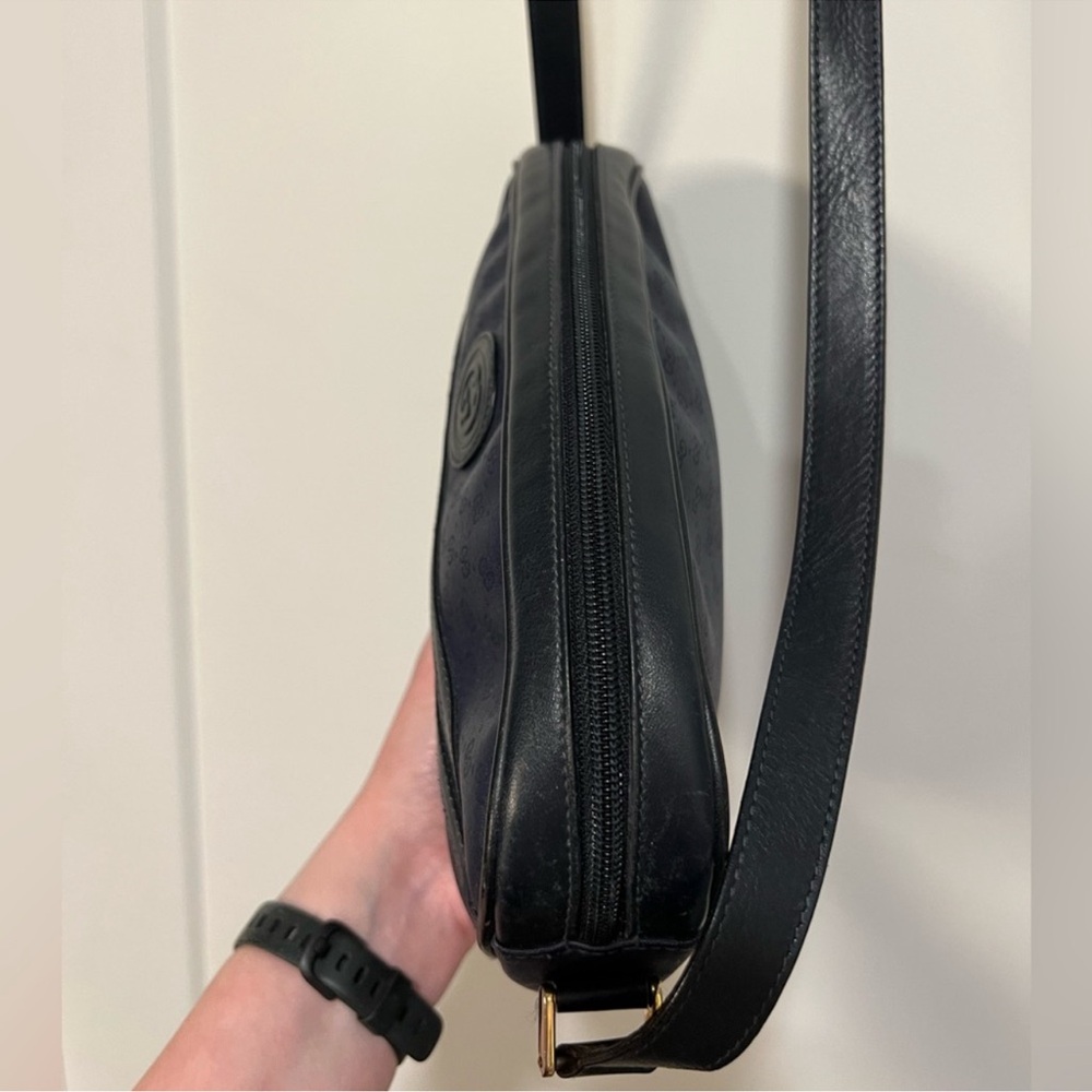 Vintage Gucci GG Navy Blue Canvas w/ leather Crossbody Bag - Picture 14 of 16